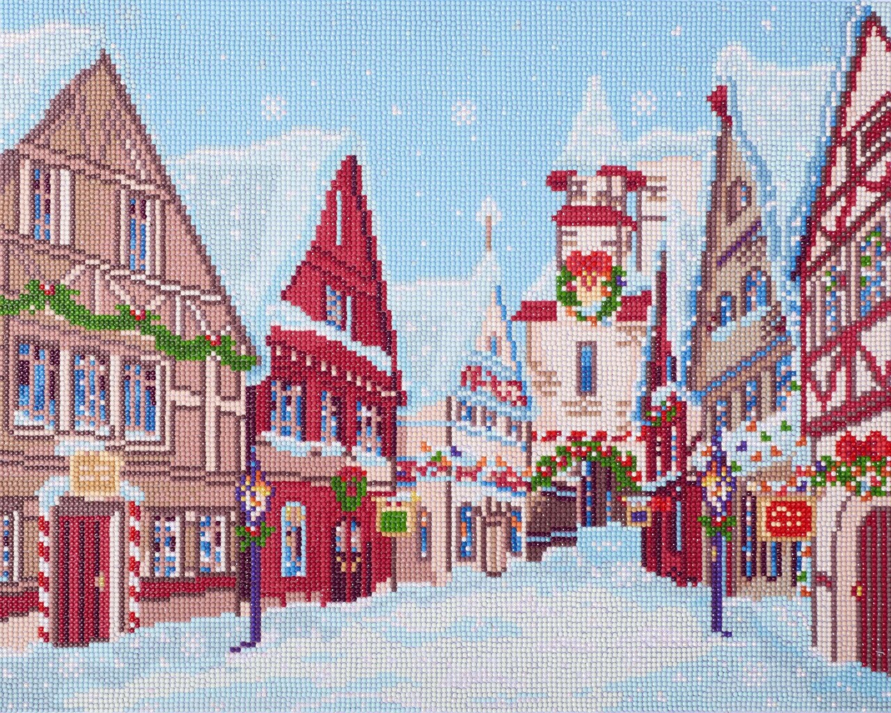 DIAMOND ART BY LEISURE ARTS Diamond Painting Kits For Adults 16"x20" Advanced Snowy Village Square, Full Drill, Diamond Art Kits, Dimond Art, Diamond Art for Adults, Diamond Art Kit